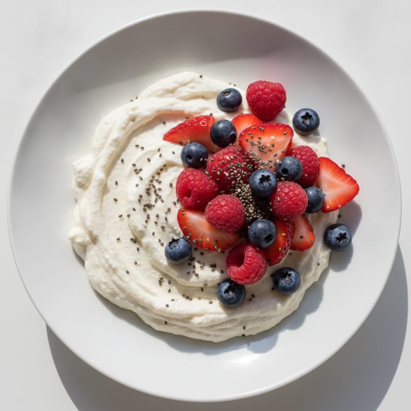 Silky Greek Yogurt Protein Mousse with Mixed Berries