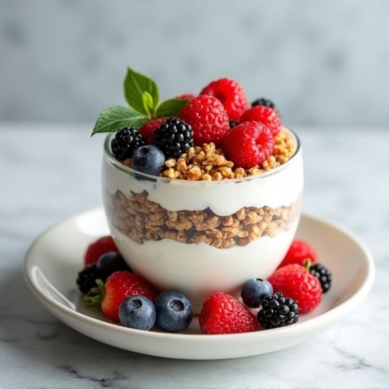 Greek Yogurt Parfait with Protein Granola and Berries