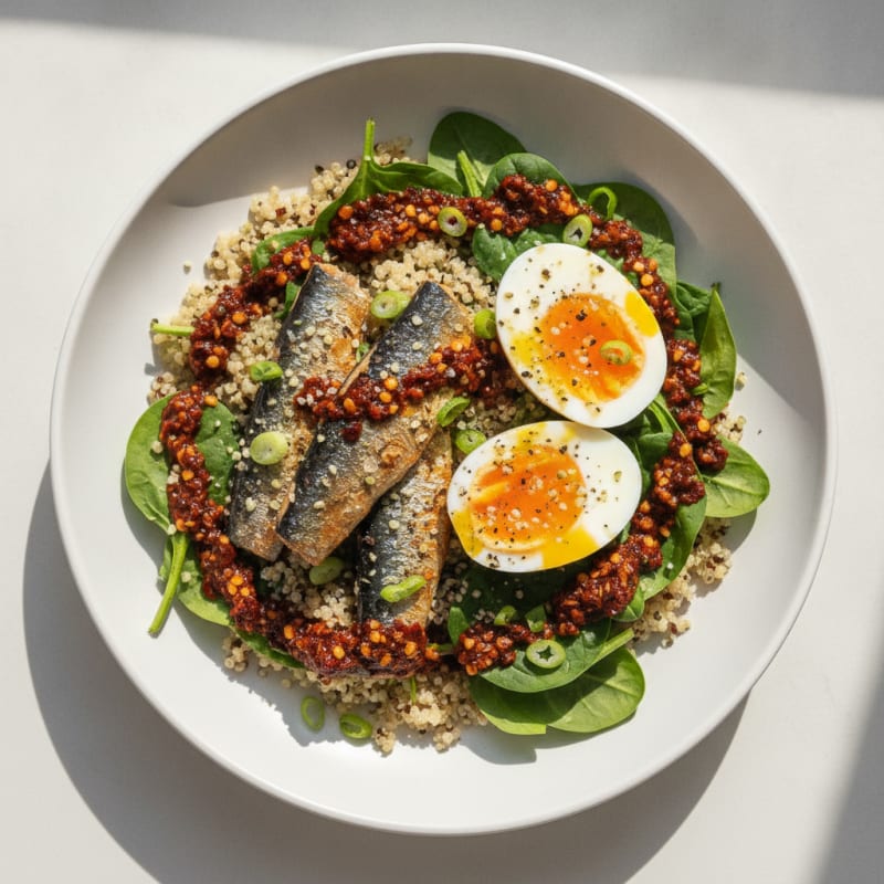 Sardine and Jammy Egg Chili Crisp Bowl