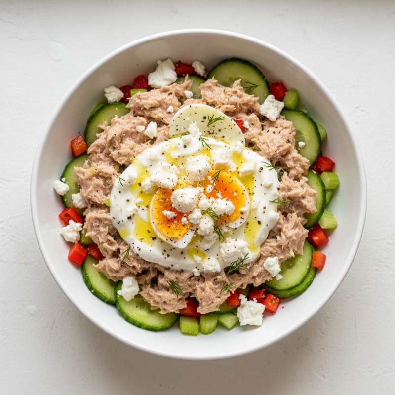 Tuna and Egg Salad Bowl with Crunchy Vegetables