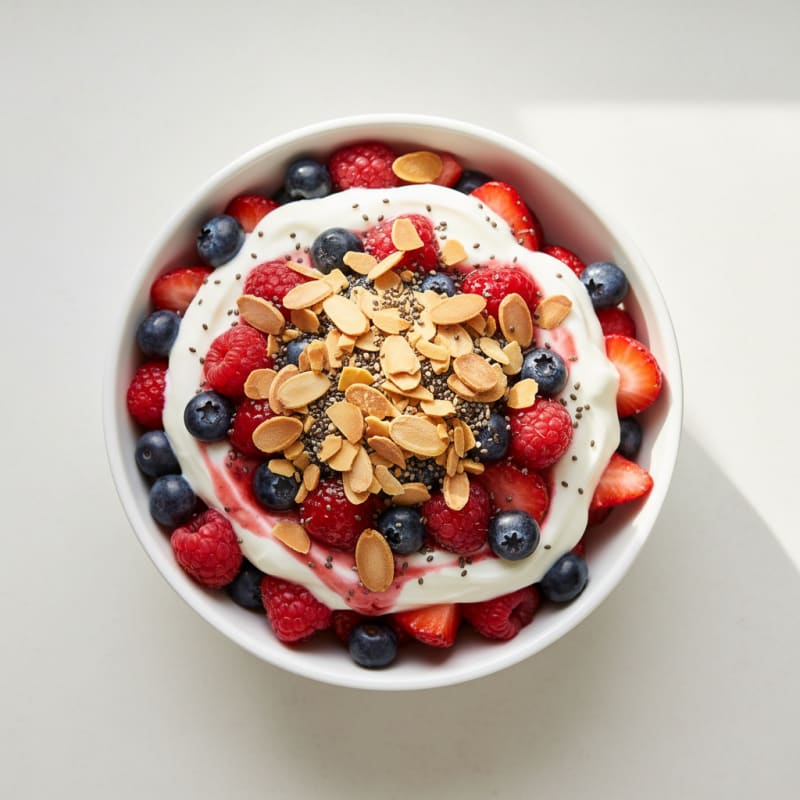 Greek Yogurt Protein Parfait with Mixed Berries