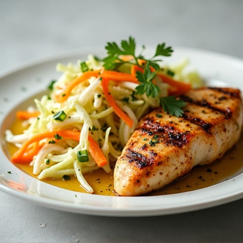 Grilled Chicken Breast with Crunchy Cabbage Slaw