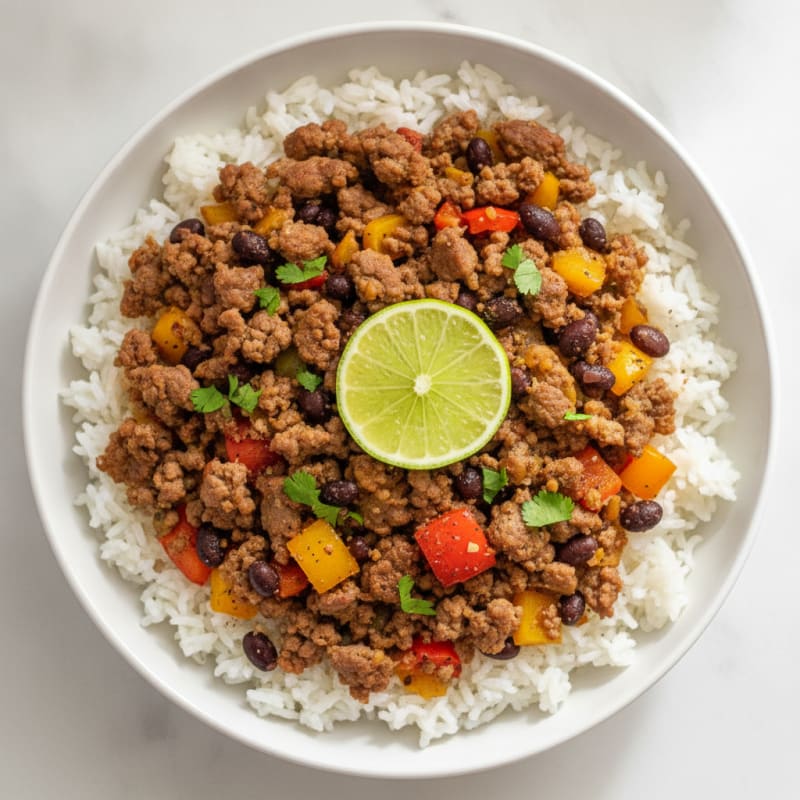 Venison and Black Bean Rice Bowl
