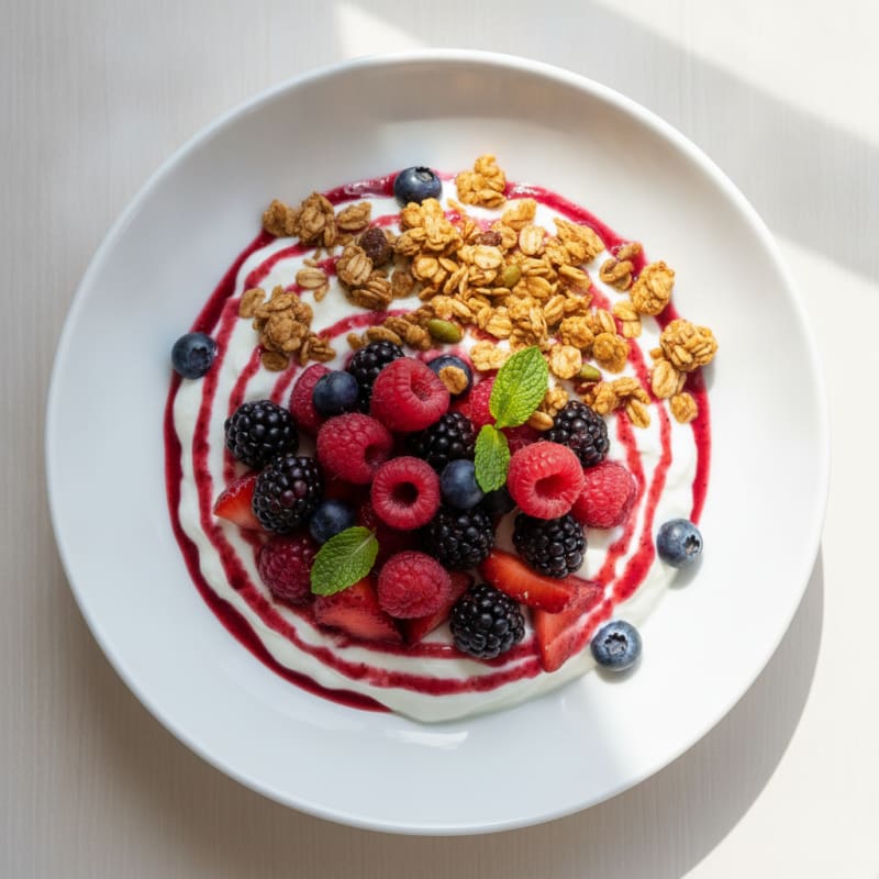 Creamy Greek Yogurt Parfait with Mixed Berries and Protein Granola