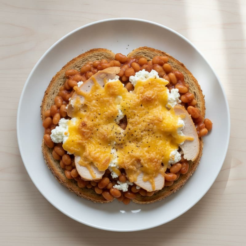 Turkey and Cheddar Baked Bean Toast