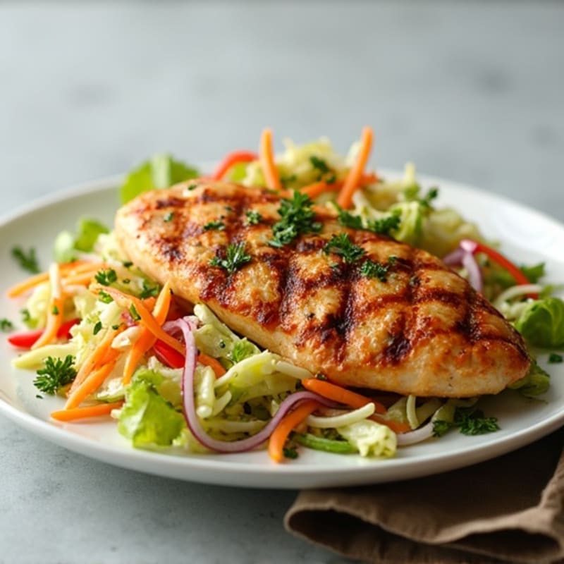 Grilled Chicken Breast with Crunchy Cabbage Slaw