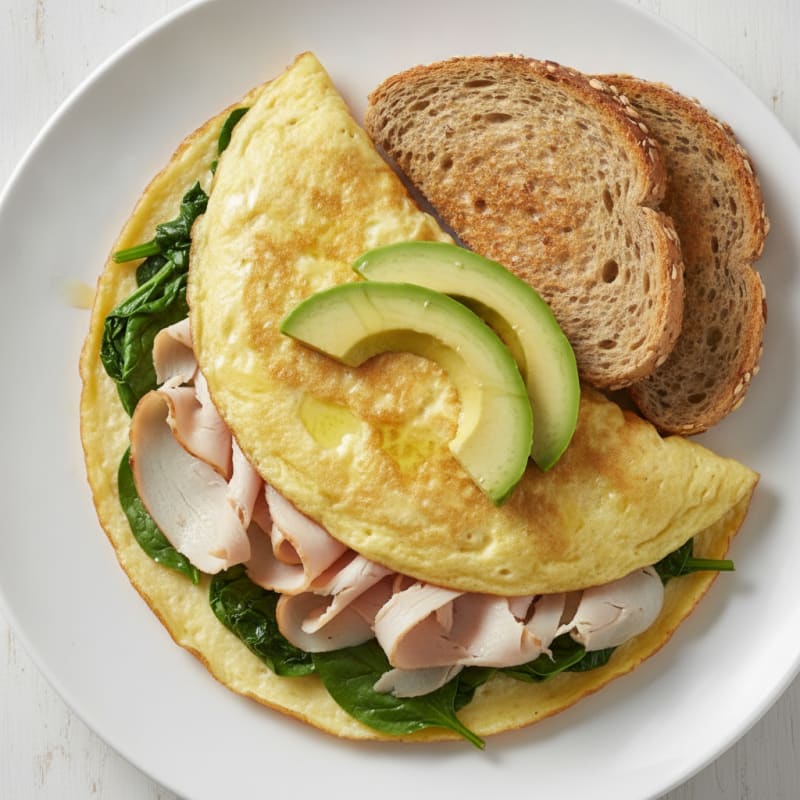 Egg White Spinach Omelette with Turkey Breast