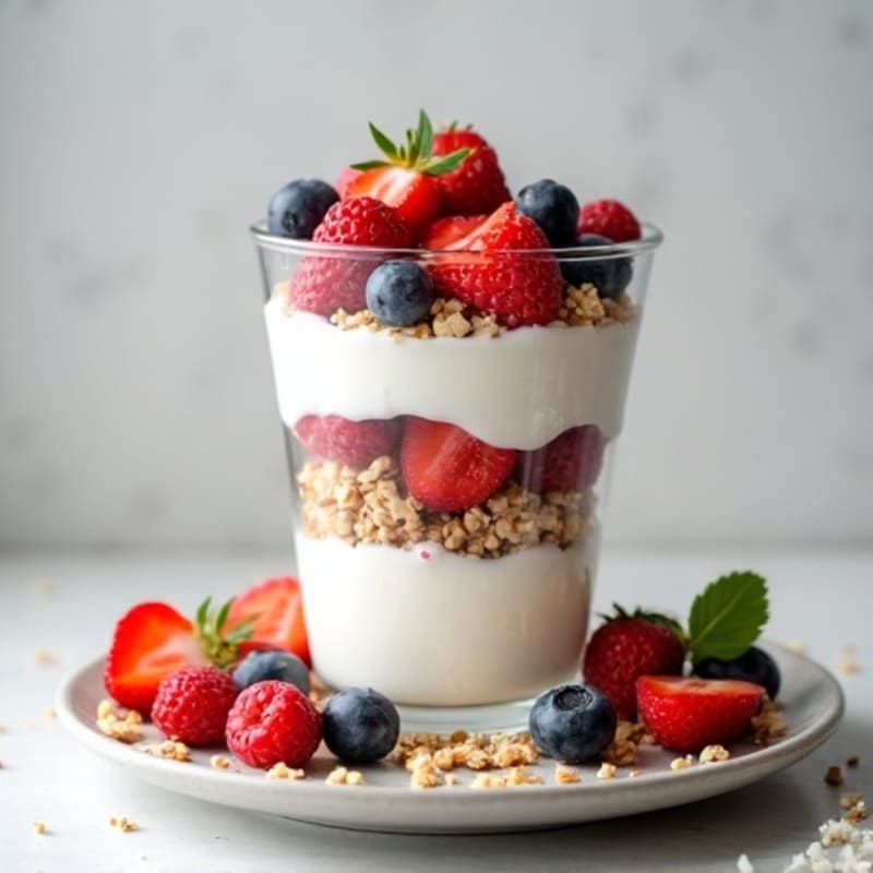 Greek Yogurt Parfait with Fresh Berries and Almonds