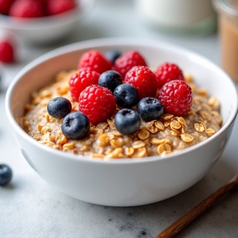 Creamy Berry Almond Butter Protein Oatmeal