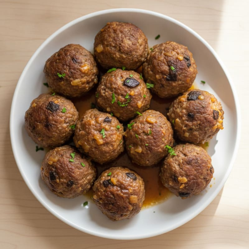 Garlic Beef & Portobello Baked Meatballs