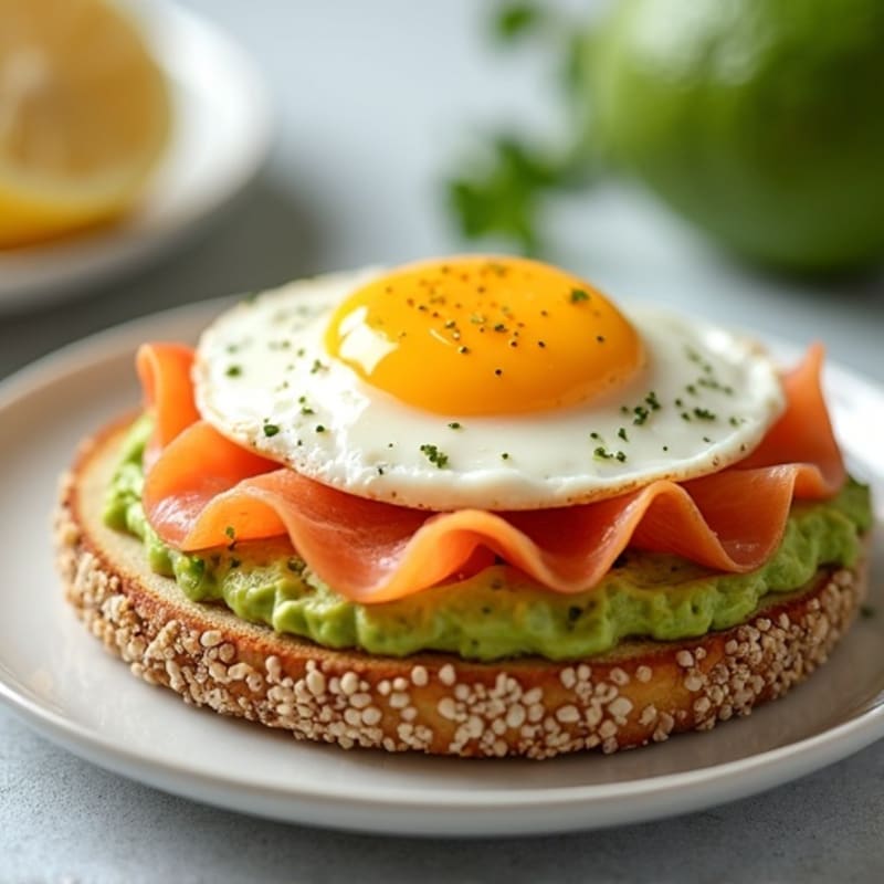 Protein-Packed Avocado Toast on Everything Bagel