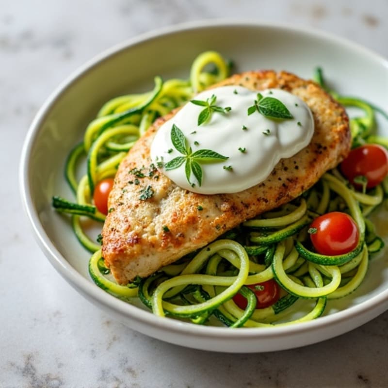 Creamy Pesto Chicken with Zucchini Noodles