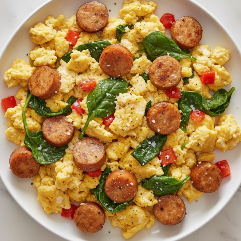 Hearty Scrambled Eggs with Spinach