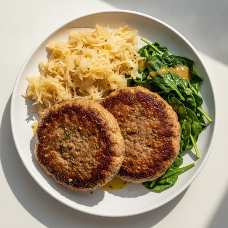Pan-Seared Beef Patty with Tangy Sauerkraut