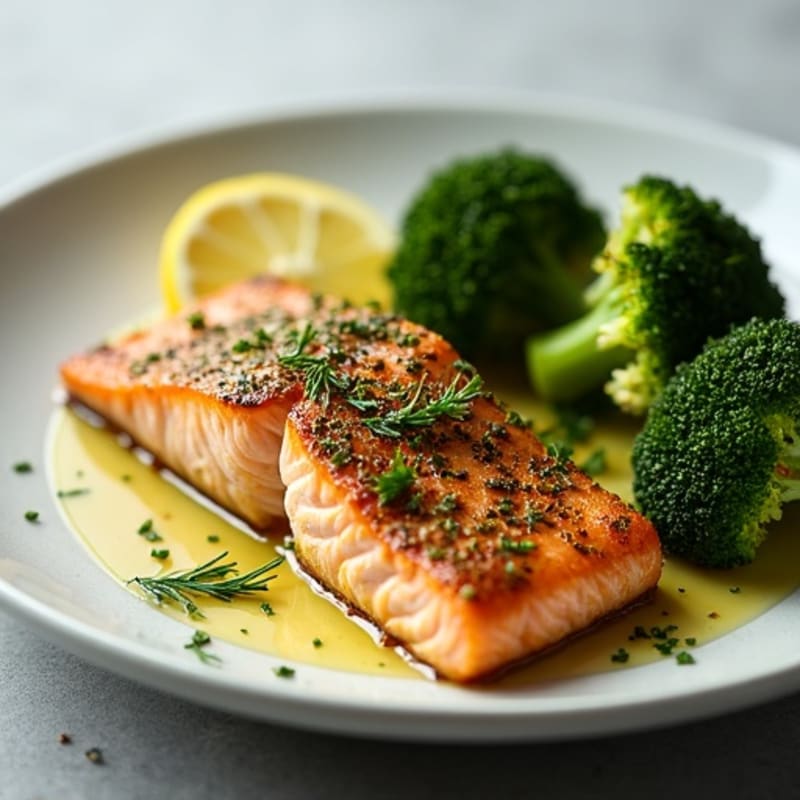 Herb-Crusted Salmon with Roasted Broccoli