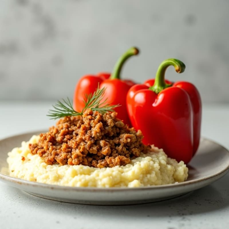 Ground Turkey Stuffed Bell Peppers with Creamy Cauliflower Mash