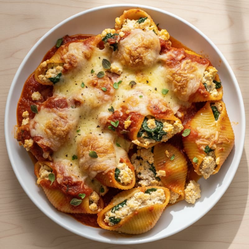 Spinach Ricotta Stuffed Shells Baked Marinara