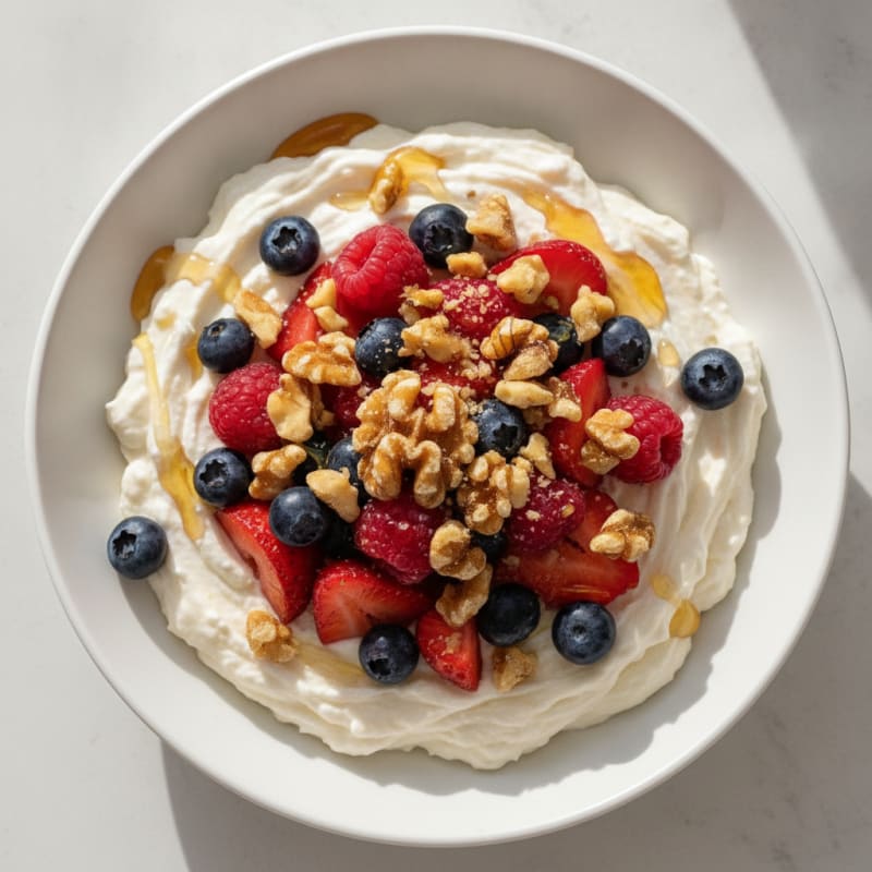Silky Greek Yogurt Protein Pudding with Mixed Berries