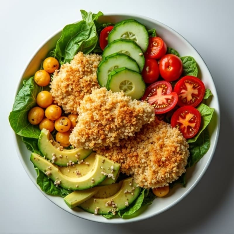 Crispy Chicken Power Salad with Creamy Avocado Dressing