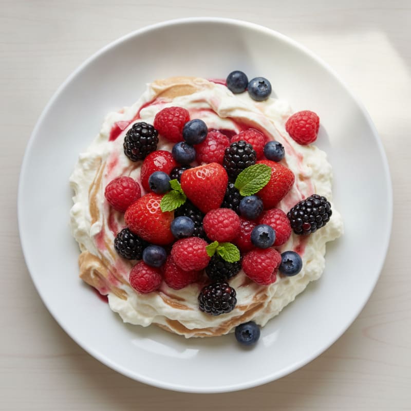 Greek Yogurt Protein Mousse with Mixed Berries