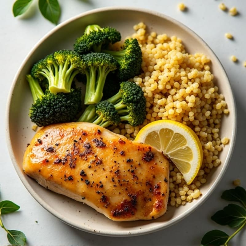 Sheet Pan Lemon Garlic Chicken with Crispy Roasted Broccoli and Quinoa