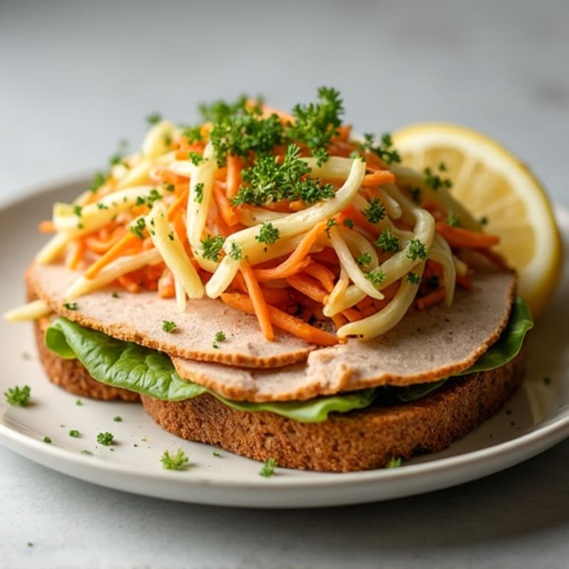 Soft Whole Wheat Bread with Roasted Turkey and Crisp Veggie Slaw