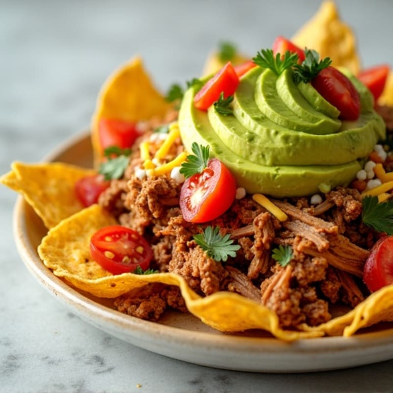 Sheet Pan Pulled Pork Nachos with Fresh Pico and Creamy Avocado