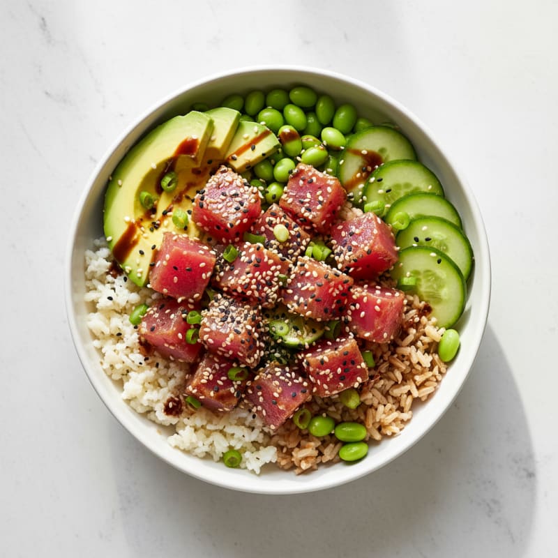 Zesty Sesame-Ginger Tuna Poke Bowl