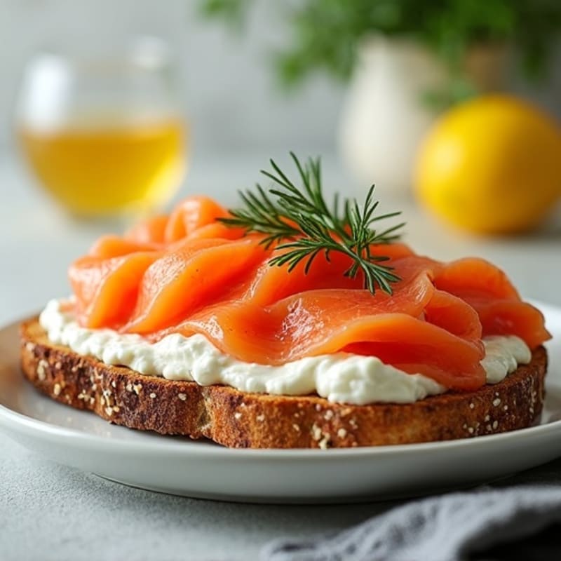 Smoked Salmon with Creamy Dill Spread and Crispy Whole Grain Toast