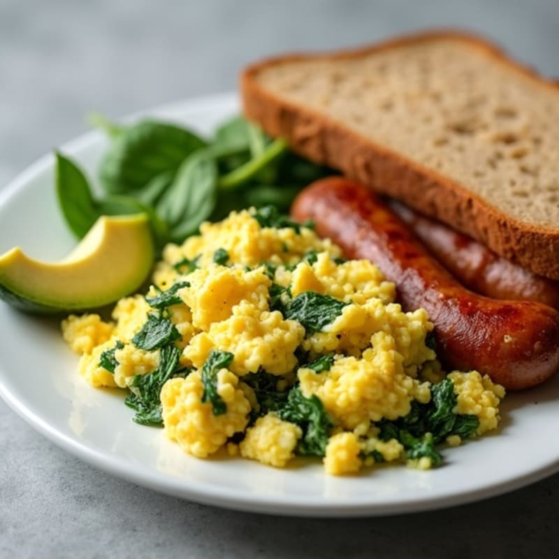 Egg White Scramble with Spinach and Turkey Sausage