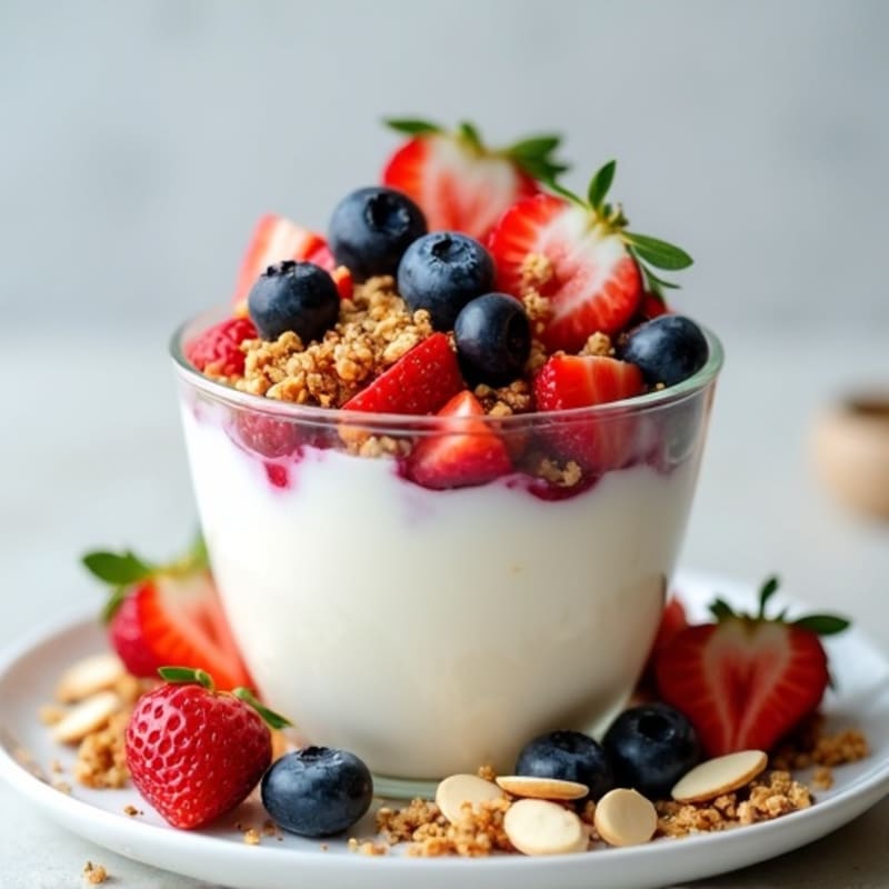 Creamy Greek Yogurt Parfait with Berries and Almonds