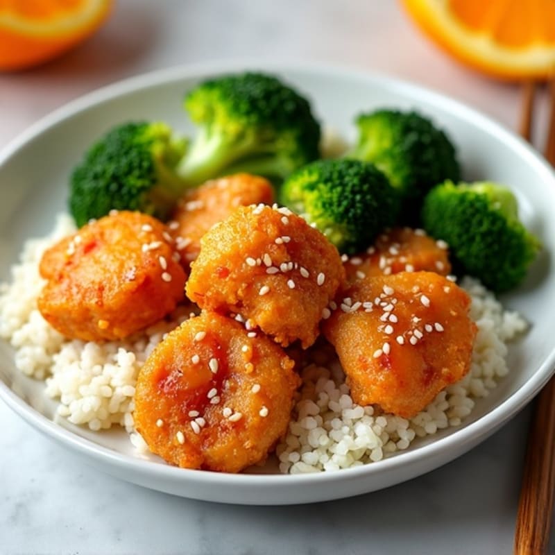 Crispy Orange Chicken with Steamed Broccoli