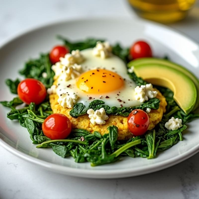 Egg White and Spinach Scramble with Cottage Cheese and Cherry Tomatoes