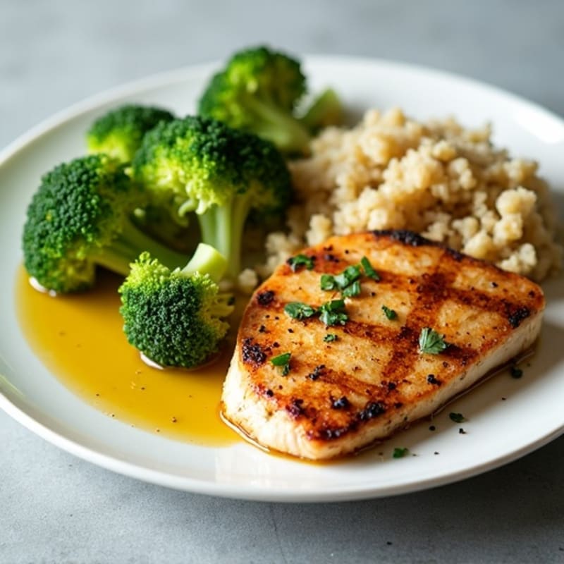 Grilled Chicken Breast with Quinoa and Steamed Broccoli