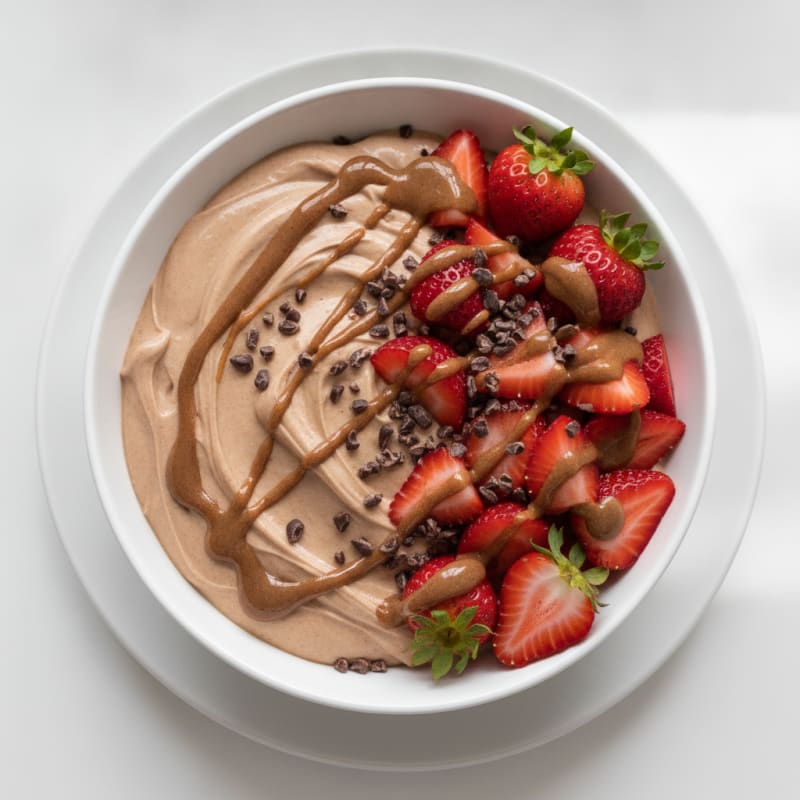 Silky Greek Yogurt Bowl with Chocolate Protein and Berries