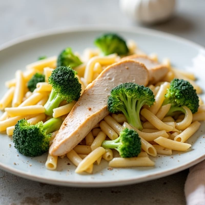 Creamy Garlic Chicken and Broccoli Whole Wheat Pasta