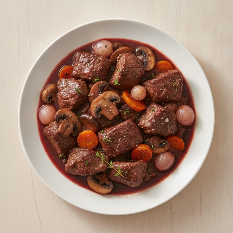Red Wine Braised Beef with Mushrooms
