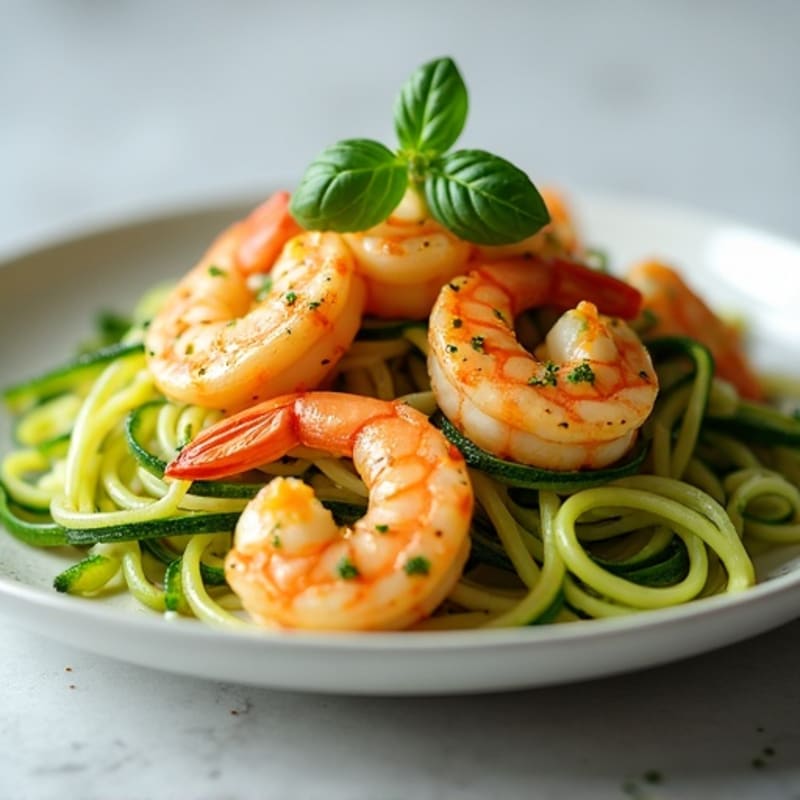 Garlic-Lemon Pan Seared Shrimp with Herb Zucchini Noodles