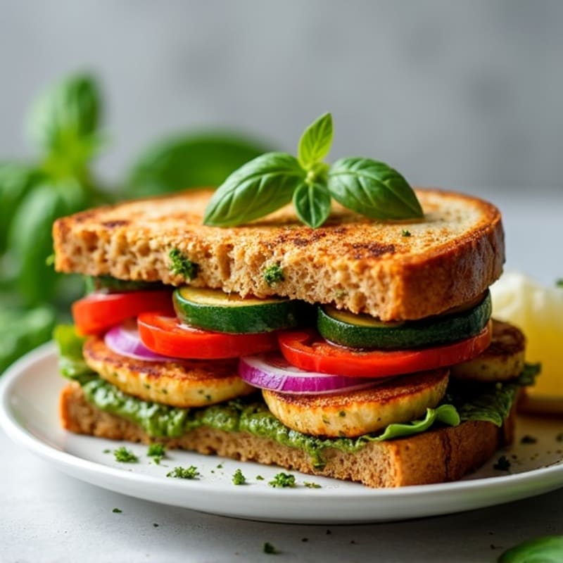 Herb-Marinated Grilled Vegetable Sandwich with Pesto