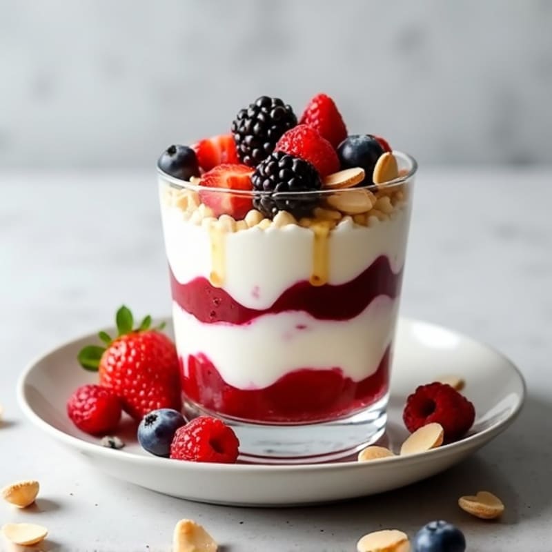 Greek Yogurt Protein Parfait with Berries and Almonds