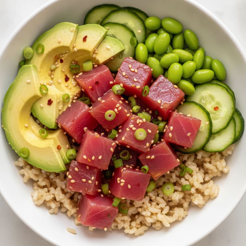 Ahi Tuna Poke Bowl with Avocado