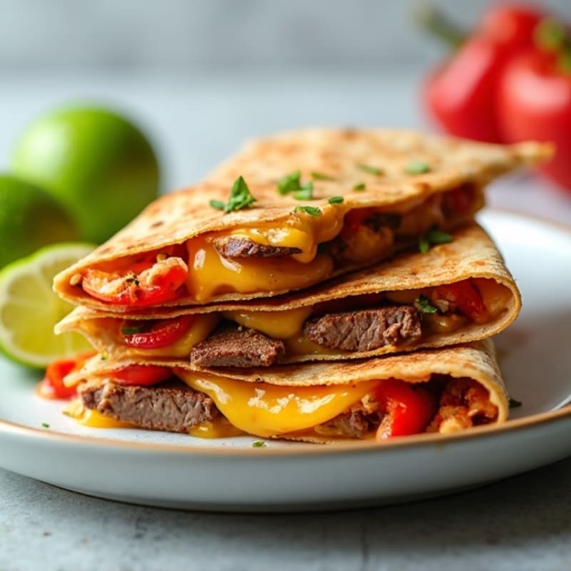 Spicy Lime Steak Quesadilla with Bell Peppers