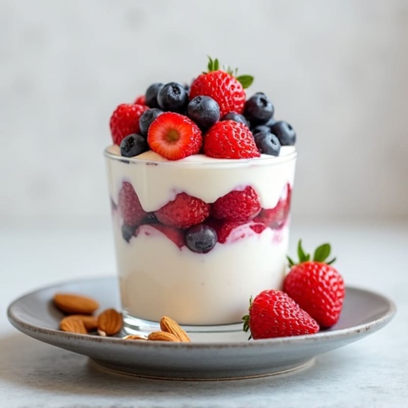 Greek Yogurt Protein Parfait with Mixed Berries and Almonds