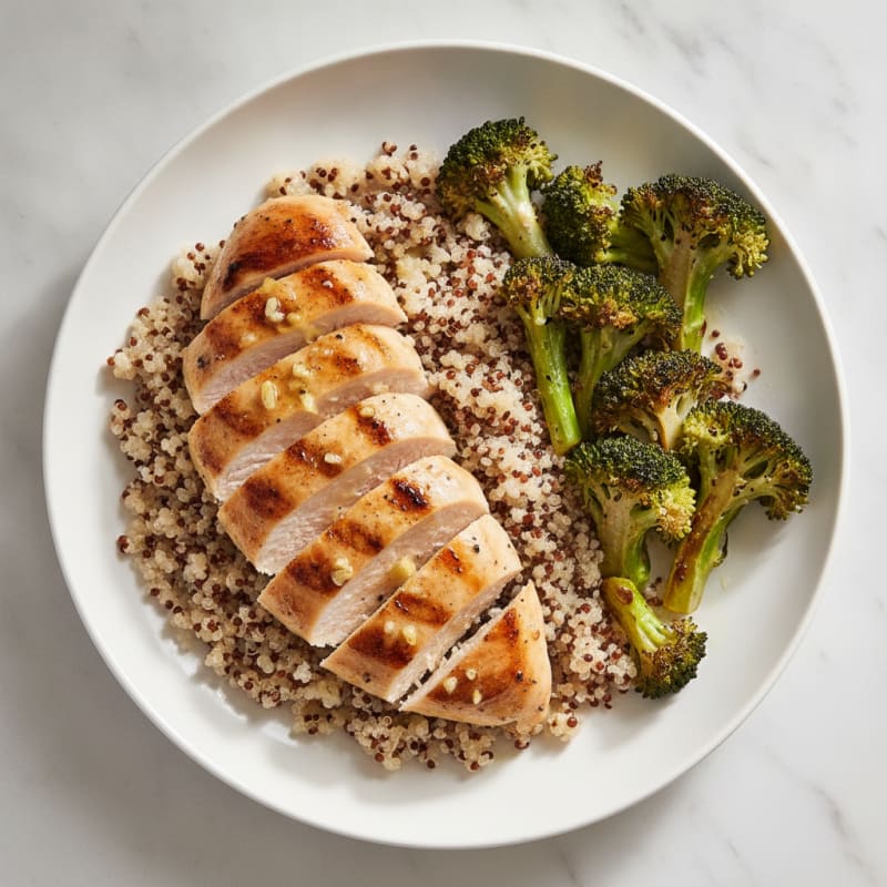 Grilled Chicken Breast with Roasted Broccoli and Quinoa
