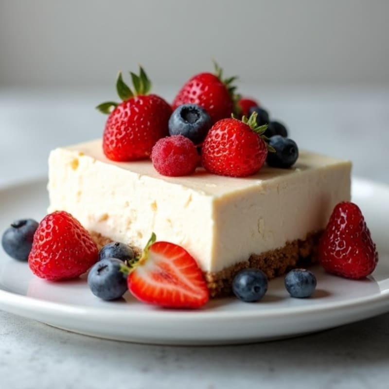 Creamy Greek Yogurt Protein Cheesecake with Fresh Berries