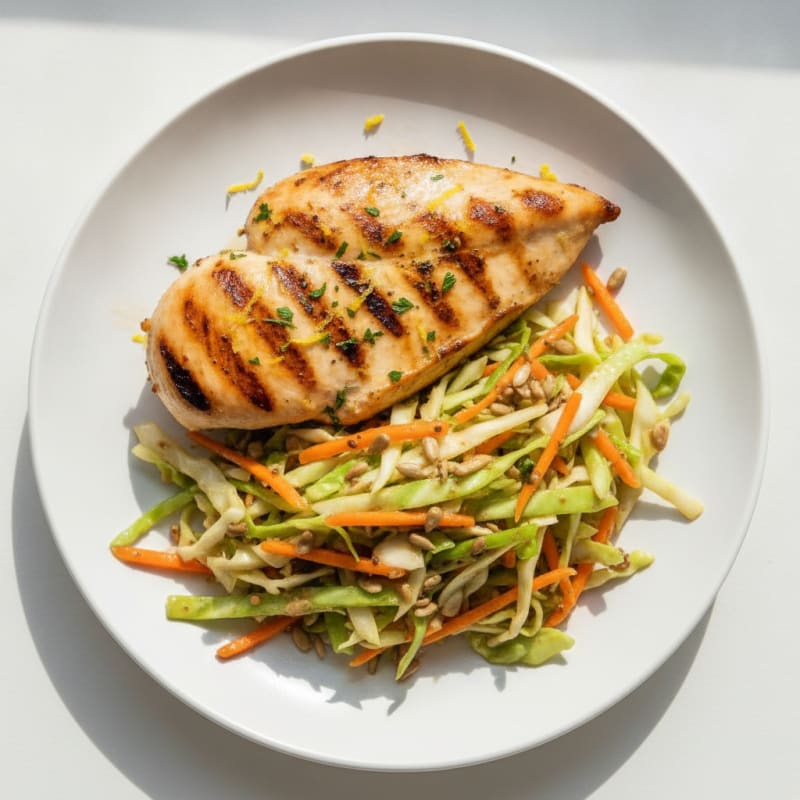 Grilled Chicken Breast with Crunchy Cabbage Slaw