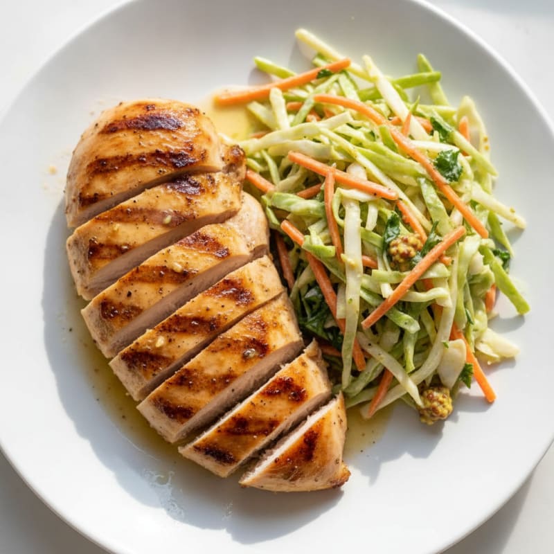 Grilled Chicken Breast with Crunchy Cabbage Slaw