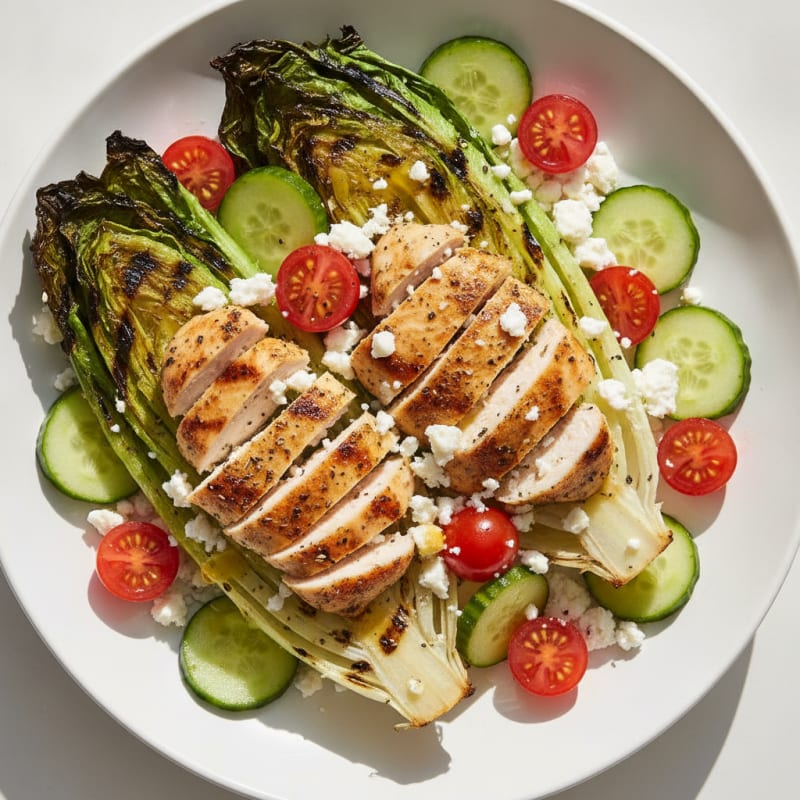 Grilled Romaine Salad with Lemon-Herb Vinaigrette
