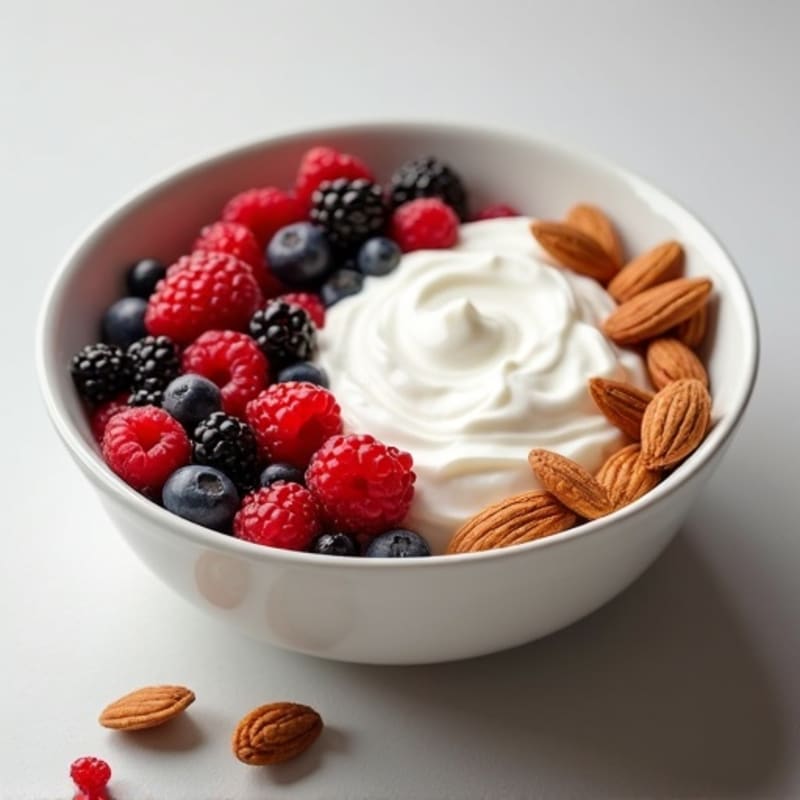 Creamy Greek Yogurt Bowl with Mixed Berries and Crunchy Almonds