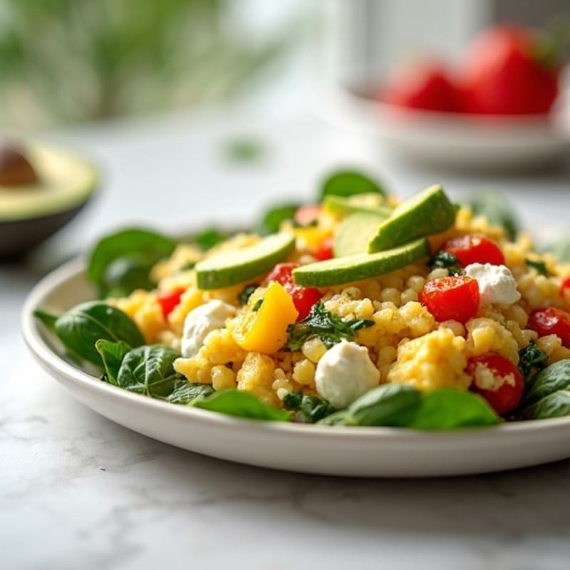 Egg White Veggie Scramble with Cottage Cheese